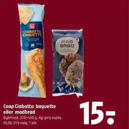 Coop 365 Coop Ciabatta baguette eller madbrød tilbud