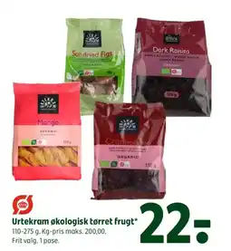 Coop 365 Urtekram økologisk tørret frugt tilbud