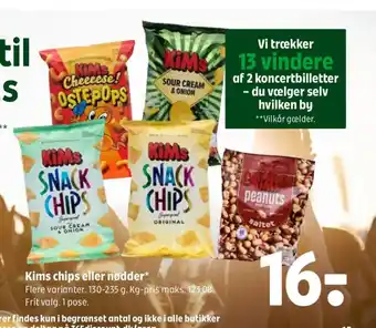 Coop 365 Kims chips eller nødder tilbud