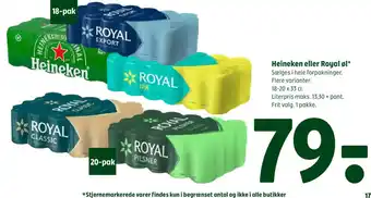 Coop 365 Heineken eller Royal øl tilbud