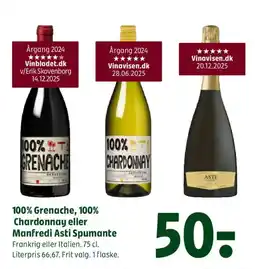 Coop 365 100% Grenache, 100% Chardonnay eller Manfredi Asti Spumante tilbud