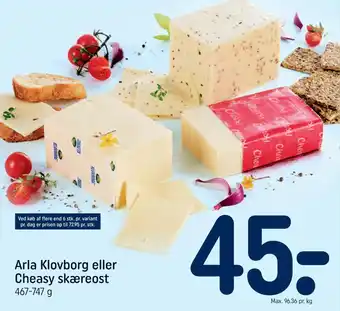 REMA 1000 Arla Klovborg eller Cheasy skæreost tilbud