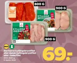 Netto Marineret kyllingebrystfilet eller dansk kyllingebrystfilet eller -inderfilet tilbud