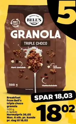 Netto Breakfast from Bell's triple choco granola tilbud