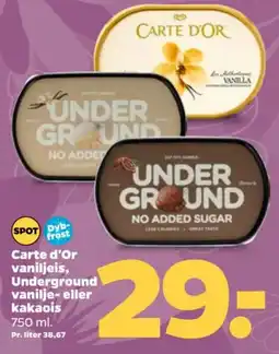 Netto Carte d'Or vaniljeis, Underground vanilje- eller kakaois tilbud