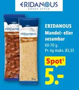 Lidl Eridanous Mandel- eller sesambar tilbud