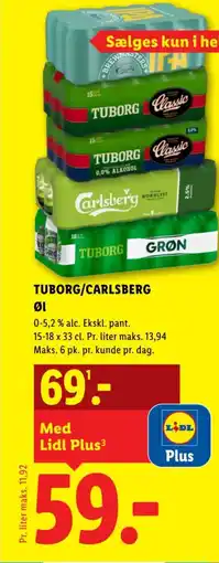 Lidl TUBORG/CARLSBERG tilbud