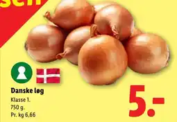 Lidl Danske løg Klasse 1. 750 g. Pr. kg 6,66 tilbud