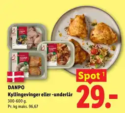 Lidl Danpo Kyllingevinger eller -underlår tilbud