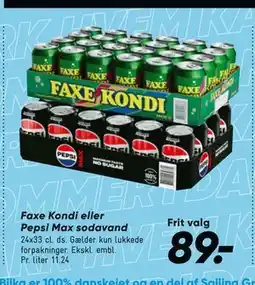 Bilka Faxe Kondi eller Pepsi Max sodavand tilbud