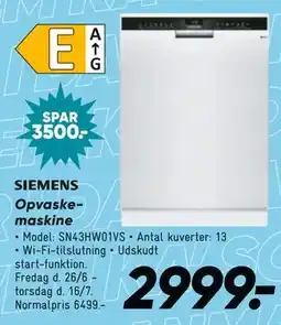 Bilka SIEMENS Opvaskemaskine tilbud