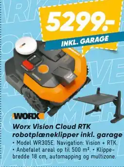 Bilka Worx Vision Cloud RTK robotpl&neklipper inkl. garage tilbud