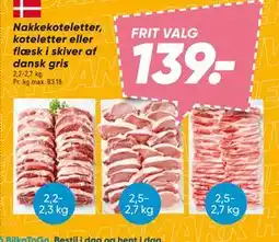 Bilka Nakkekoteletter, koteletter eller flæsk i skiver af dansk gris tilbud