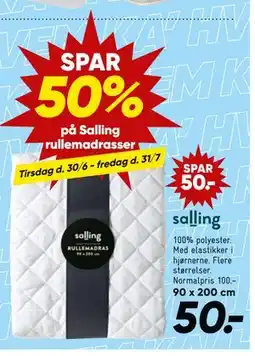 Bilka Spar 50% på Salling rullemadrasser tilbud
