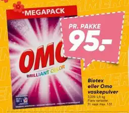 Bilka Biotex eller Omo vaskepulver tilbud