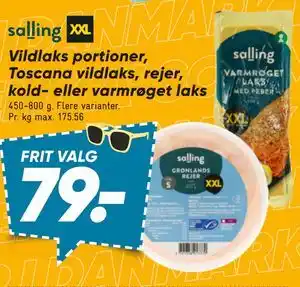 Bilka Vildlaks portioner, Toscana vildlaks, rejer, kold- eller varmrøget laks tilbud