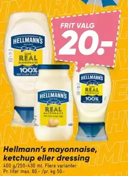 Bilka Hellmann’s mayonnaise, ketchup eller dressing tilbud