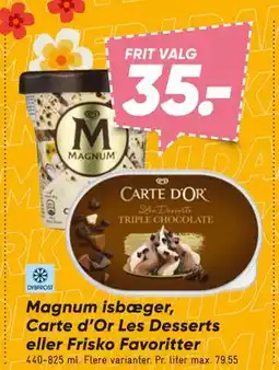 Bilka Magnum isbæger, Carte d’Or Les Desserts eller Frisko Favoritter tilbud