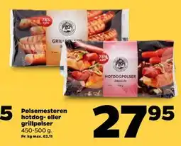 Netto Pølsemesteren hotdog- eller grillpølser tilbud