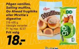 Bilka Pågen vanillas, Salling muffins, Go Ahead frugtkiks eller Mcvitie´s digestive tilbud
