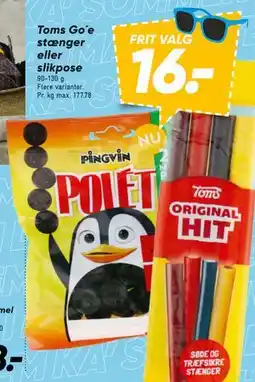 Bilka Toms Go´e stænger eller slikpose tilbud