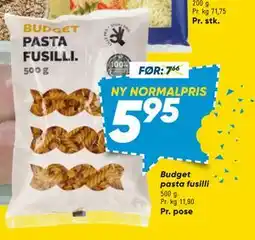 Bilka Budget pasta fusilli tilbud