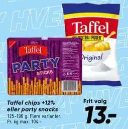 Bilka Taffel chips +12% eller party snacks tilbud