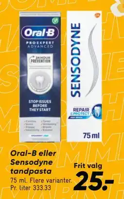 Bilka Oral-B eller Sensodyne tandpasta tilbud