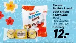 Bilka Ferrero Rocher 3-pak eller Kinder chokolade tilbud