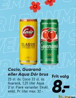 Bilka Cocio, Guaraná eller Aqua Dór brus tilbud