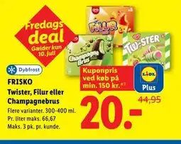 Lidl FRISKO Twister, Filur eller Champagnebrus, App-pris tilbud
