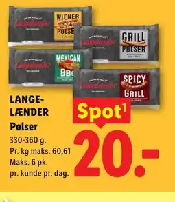 Lidl LANGELÆNDER Pølser tilbud
