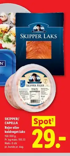 Lidl SKIPPER/ CAPELLA Rejer eller koldrøget laks tilbud