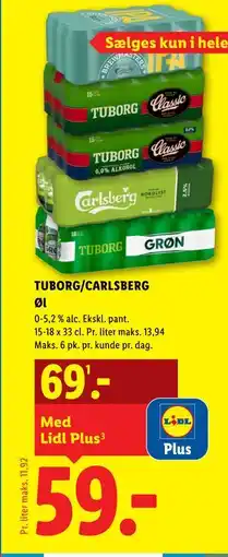 Lidl TUBORG/CARLSBERG Øl tilbud