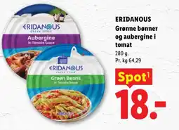 Lidl Eridanous Grønne bønner og aubergine i tomat tilbud