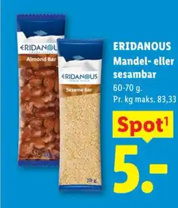 Lidl Eridanous Mandel- eller sesambar tilbud