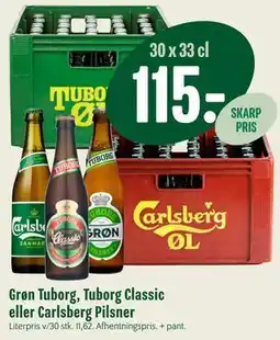 Min Købmand Grøn Tuborg, Tuborg Classic eller Carlsberg Pilsner tilbud