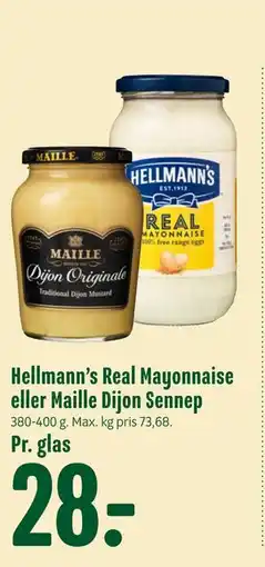 Min Købmand Hellmann’s Real Mayonnaise eller Maille Dijon Sennep tilbud