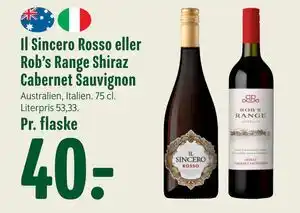Min Købmand Il Sincero Rosso eller Rob’s Range Shiraz Cabernet Sauvignon tilbud