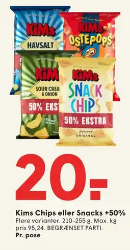 SPAR Kims Chips eller Snacks +50% tilbud