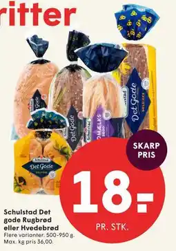 SPAR Schulstad Det gode Rugbrød eller Hvedebrød tilbud