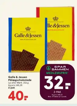SPAR Galle & Jessen Pålægschokolade tilbud