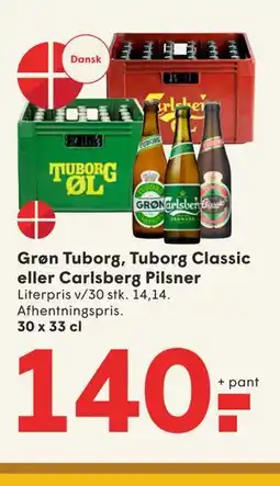 SPAR Grøn Tuborg, Tuborg Classic eller Carlsberg Pilsner tilbud