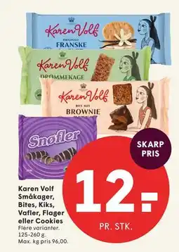 SPAR Karen Volf Småkager, Bites, Kiks, Vafler, Flager eller Cookies tilbud