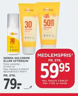 MENY DERMA SOLCREME ELLER AFTERSUN tilbud
