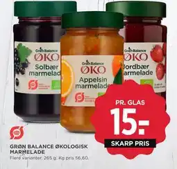 MENY GRØN BALANCE ØKOLOGISK MARMELADE tilbud