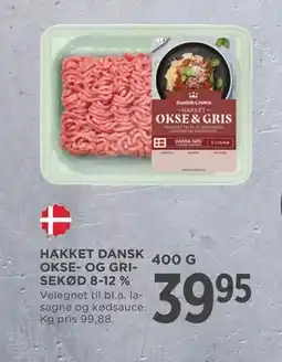 MENY HAKKET DANSK OKSE- OG GRISEKØD 8-12 % tilbud