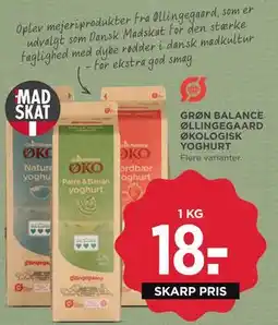 MENY GRØN BALANCE ØLLINGEGAARD ØKOLOGISK YOGHURT tilbud