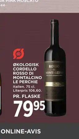 MENY ØKOLOGISK CORDELLO ROSSO DI MONTALCINO LE PERCHIE tilbud
