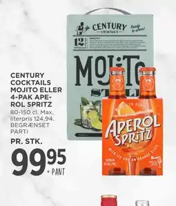MENY CENTURY COCKTAILS MOJITO ELLER 4-PAK APEROL SPRITZ tilbud